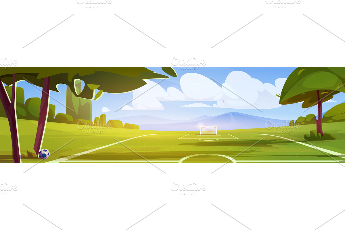 Cartoon soccer stadium field in, a Sport Illustration by art PVP - market