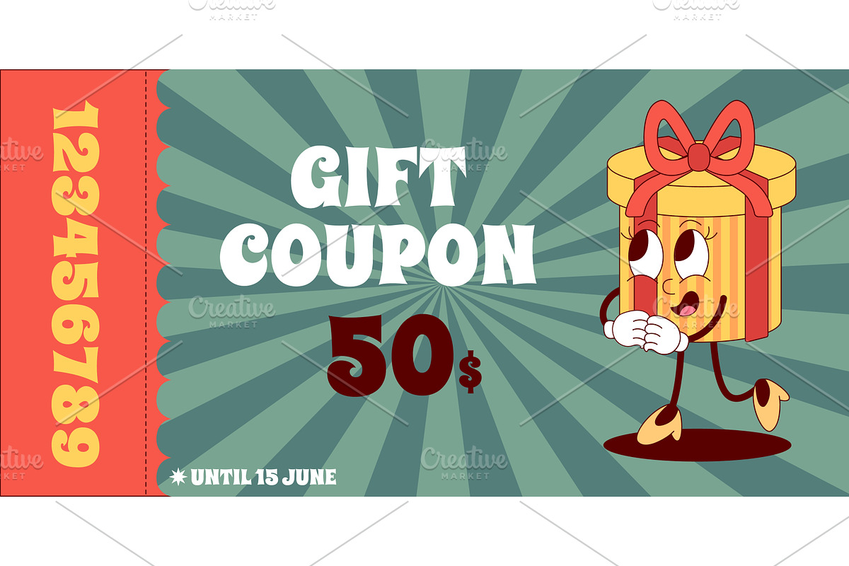 Gift voucher groovy design. Discount, a Finance Illustration by Valerie Bodnar