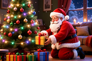Santa Claus Placing Gifts, a Holiday Photo by Rafoz