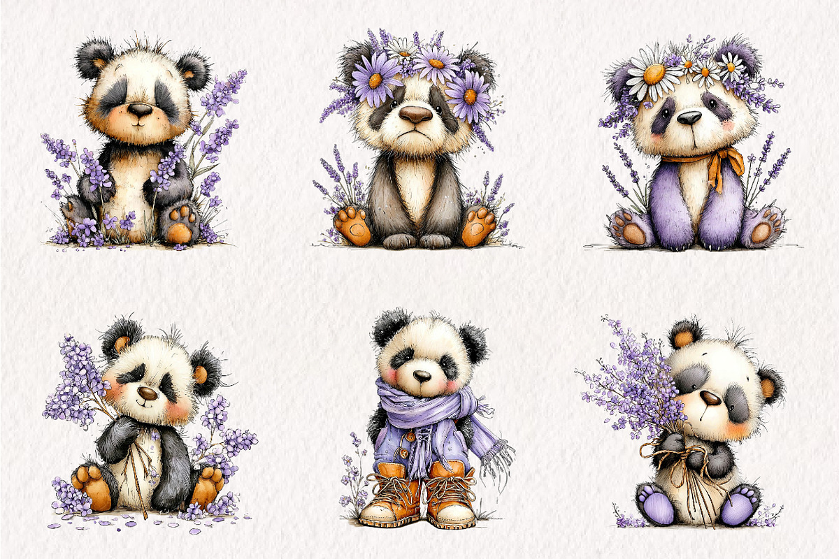 Whimsical Spring Panda Clipart, an Illustration by CreationArt (Photo 8 of 13)
