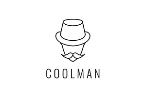 Cool Man With Hat And Mustache Logo