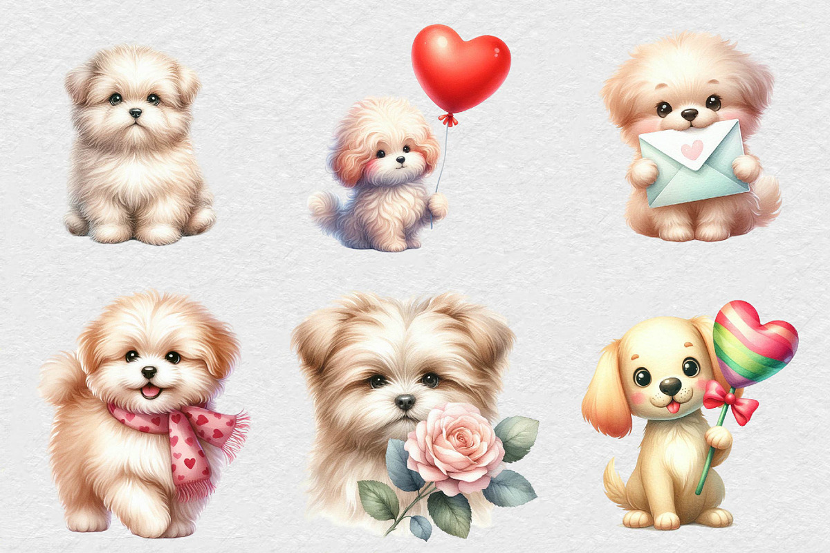 Whimsical Valentine Fluffy Dog, an Illustration by DreamCafeArt (Photo 3 of 7)
