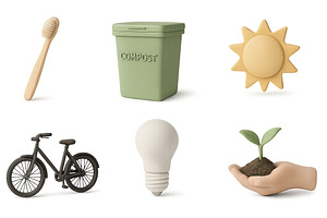 Eco icons set with compost bin and g, an Illustration by Dvoevnore photos