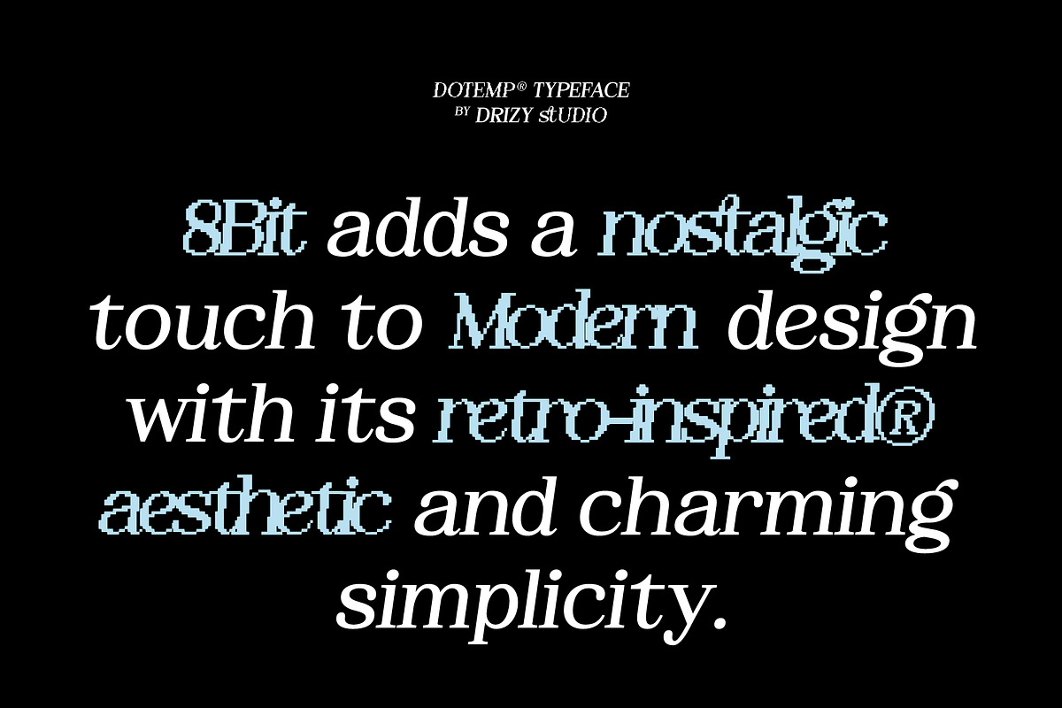 Dotemp - 8Bit Pixel Slanted Font, a Serif Font by Drizy (Photo 2 of 10)