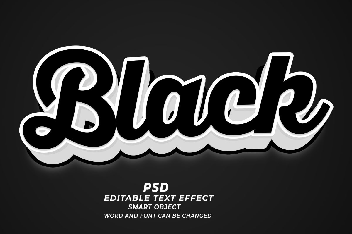 Black PSD 3D Editable Text Effect, a Layer Style Add-On by TrueVector ...