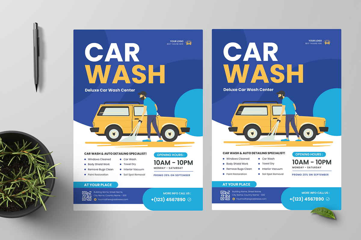 Car Washing Flyer, a Flyer Template by Annora Studio (Photo 2 of 5)