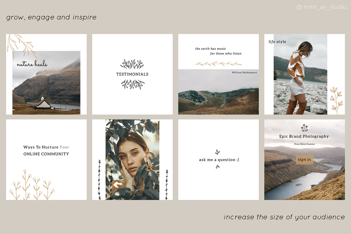 Instagram Post & Stories. Florals, a Social Media Template by Mint Air Studio (Photo 4 of 9)