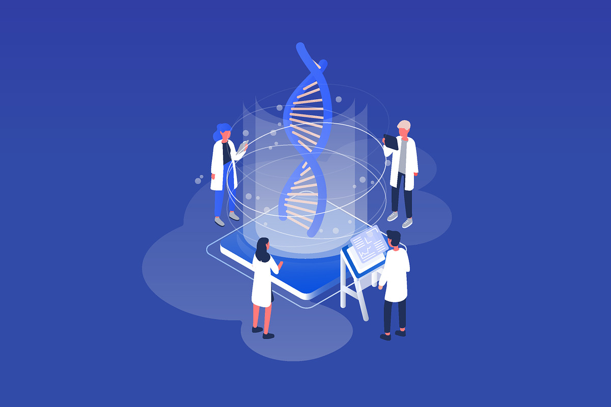 Genetic engineering concept banner, a Healthcare Illustration by Good Studio (Photo 3 of 3)