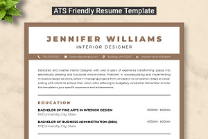 Interior Designer Resume Template, a Resume Template by ResumeInventor