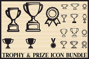 Trophy Cup and Medal Icon Set, an Illustration by Designs_River