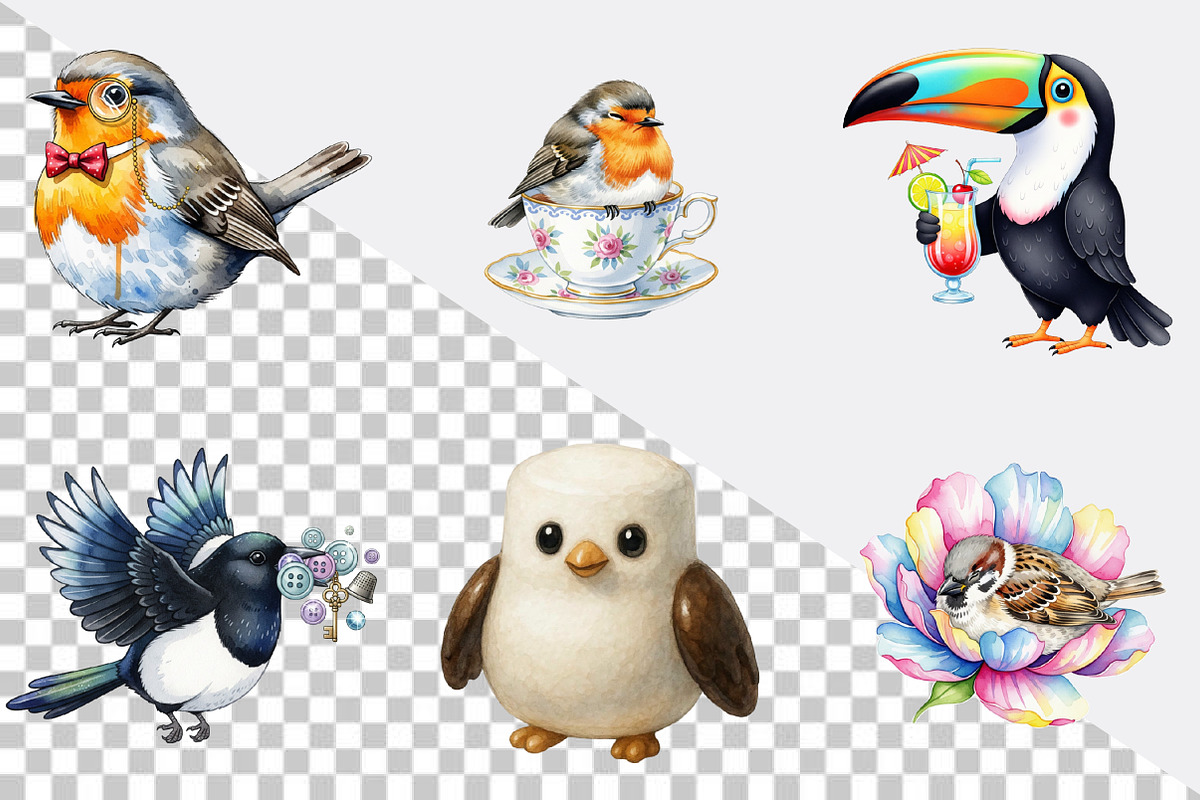 Watercolor Cute Bird Sublimation  Cl, an Illustration by SVGArt (Photo 2 of 8)