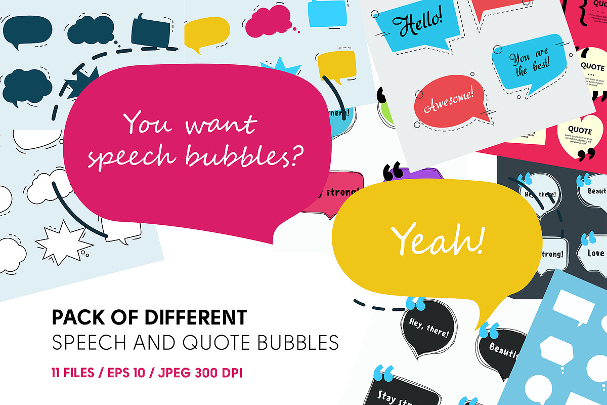 Smashing pack of speech bubbles, an Illustration by My watercolor shop (Photo 1 of 12)