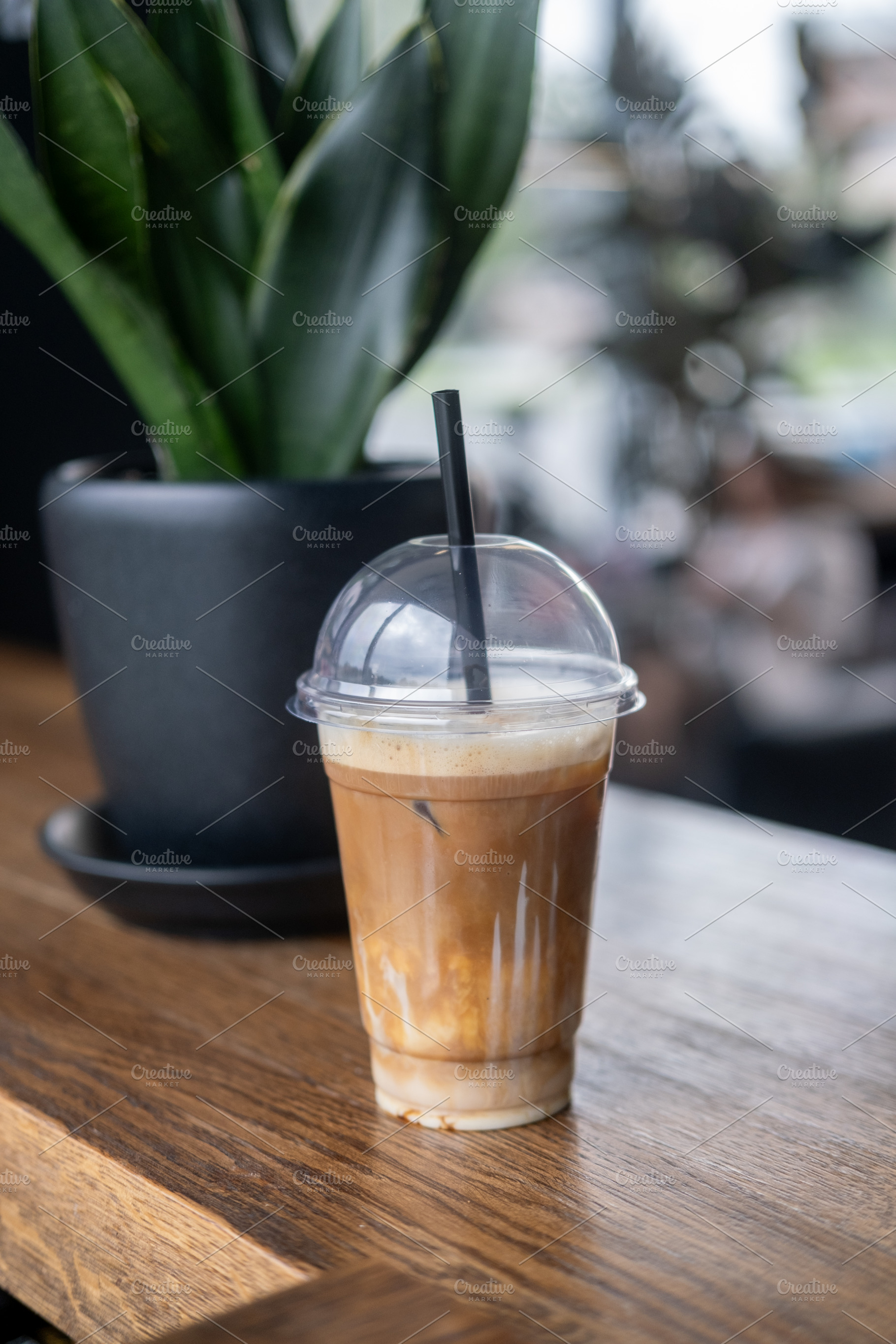 Coffee takeout cappuccino lid mug plastic straw, a Food & Drink Photo by Photo Drive Studio