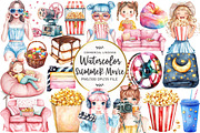 Summer Movie Night Clipart, an Illustration by OK Design (Thumbnail 1 of 5)