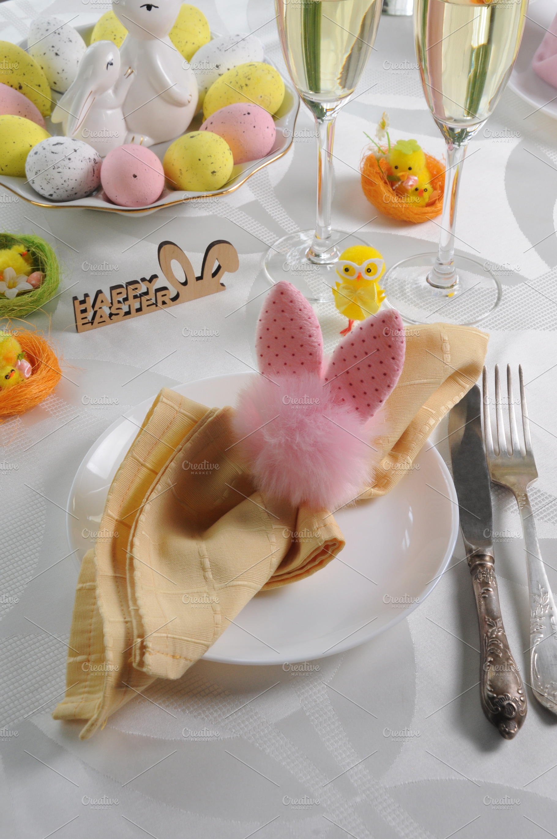 Festive Easter table setting, a Holiday Photo by Apolonia