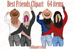 Best Friends Clipart,Besties Clipart