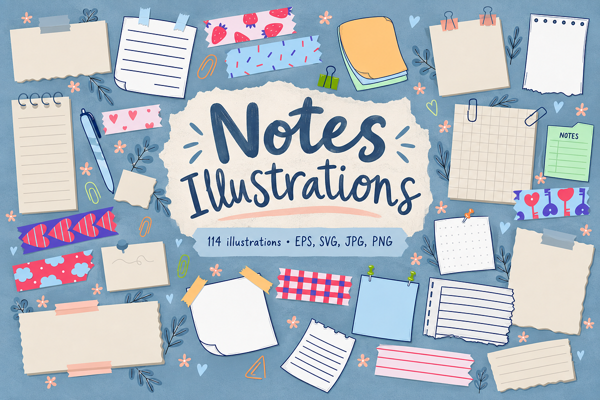 Notes & Washi Tape Illustrations, an Education Illustration by Anna Studio (Photo 1 of 11)