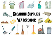 Watercolor Cleaning Supplies Clipart, a Healthcare Illustration by Awieee1 (Thumbnail 1 of 3)