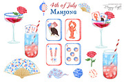 4th of July Mahjong cocktails, a Decorative Illustration by TheHappyGiftArt (Thumbnail 3 of 10)
