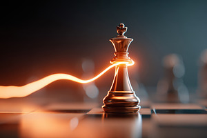 Glowing chess pawn with dynamic light trails, an Arts & Entertainment Photo by AlyaAnd