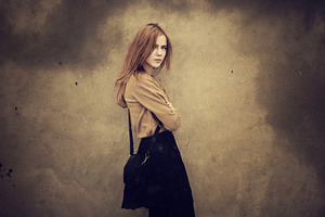 Woman on a windy day featuring girl, female, and young