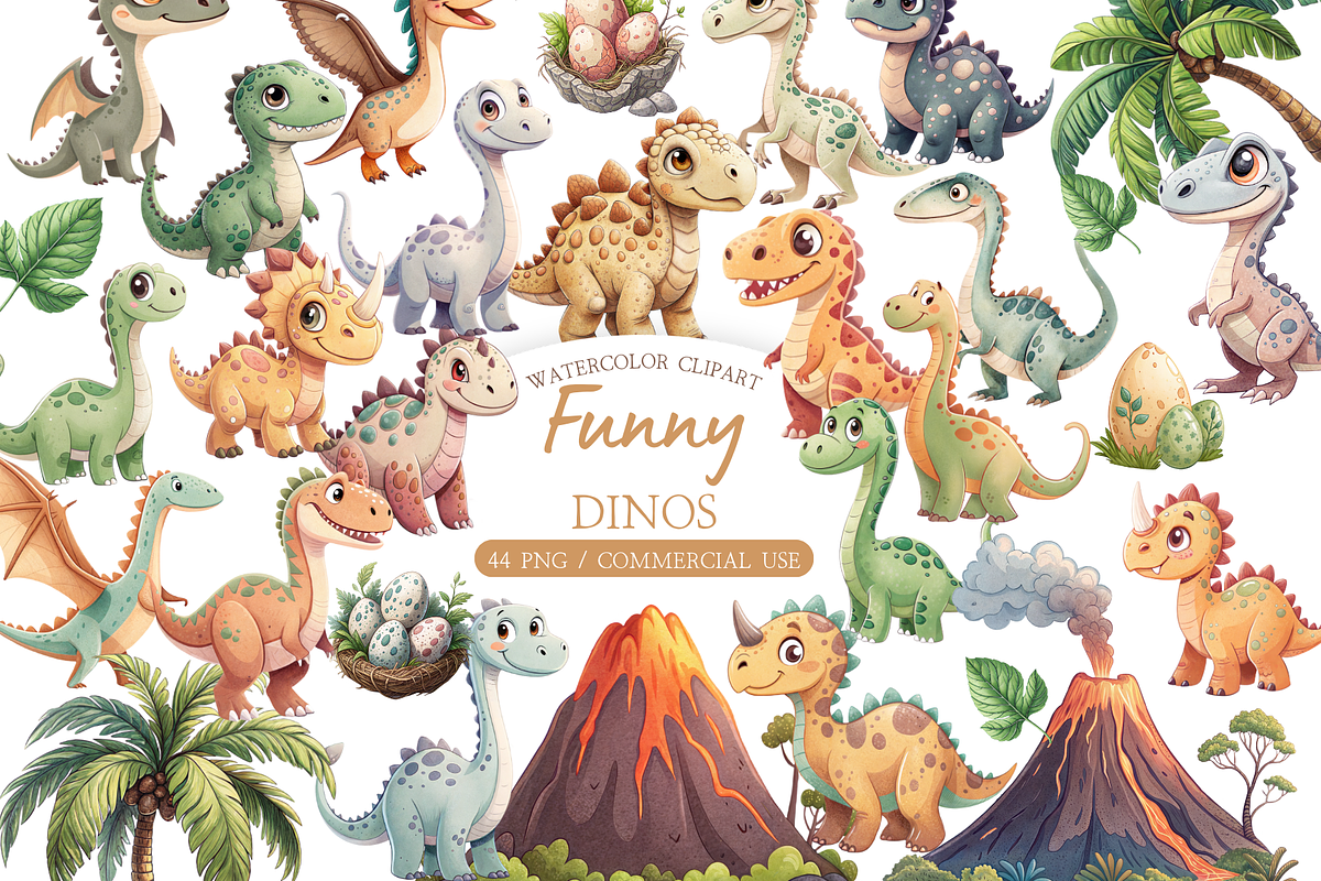 Baby Dino PNG Set, an Illustration by MockupWizard (Photo 1 of 5)
