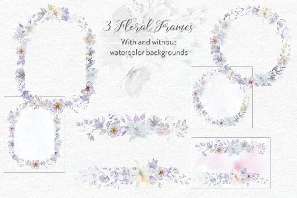 Smoky Grey Florals Watercolor Design, a Work Illustration by fashionaddict (Photo 6 of 10)