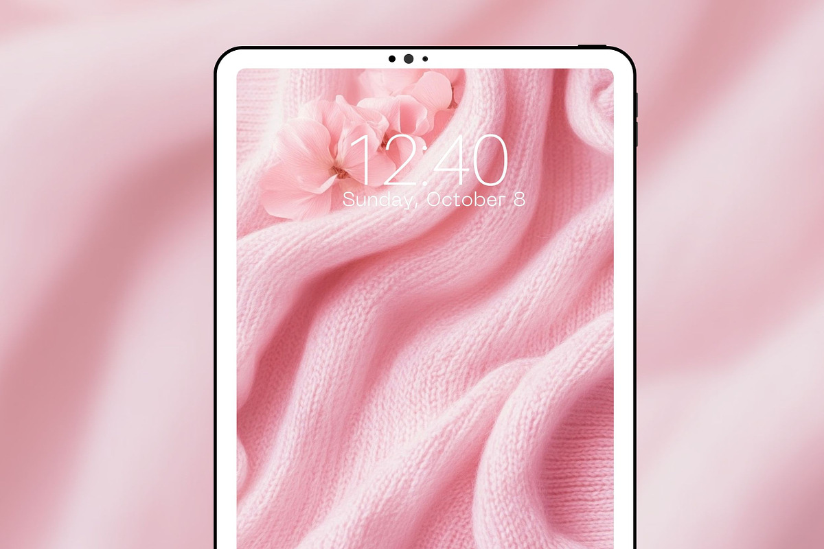 Soft Pink Knitted & Floral Phone BG, a Wallpaper Graphic by Kalindiprints (Photo 6 of 6)