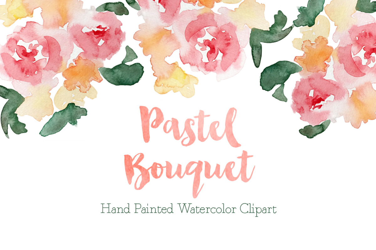 Pastel Watercolor Bouquet Clipart, an Illustration by Emerald & Ivy Studios (Photo 1 of 4)