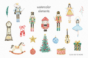 Watercolor Christmas Nutcracker Set