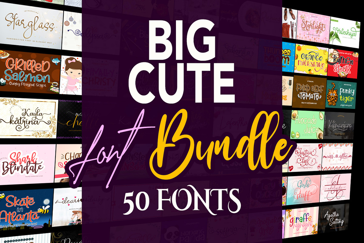 The Big Cute Fonts Bundle, a Script Font by JustArtDigital (Photo 1 of 4)