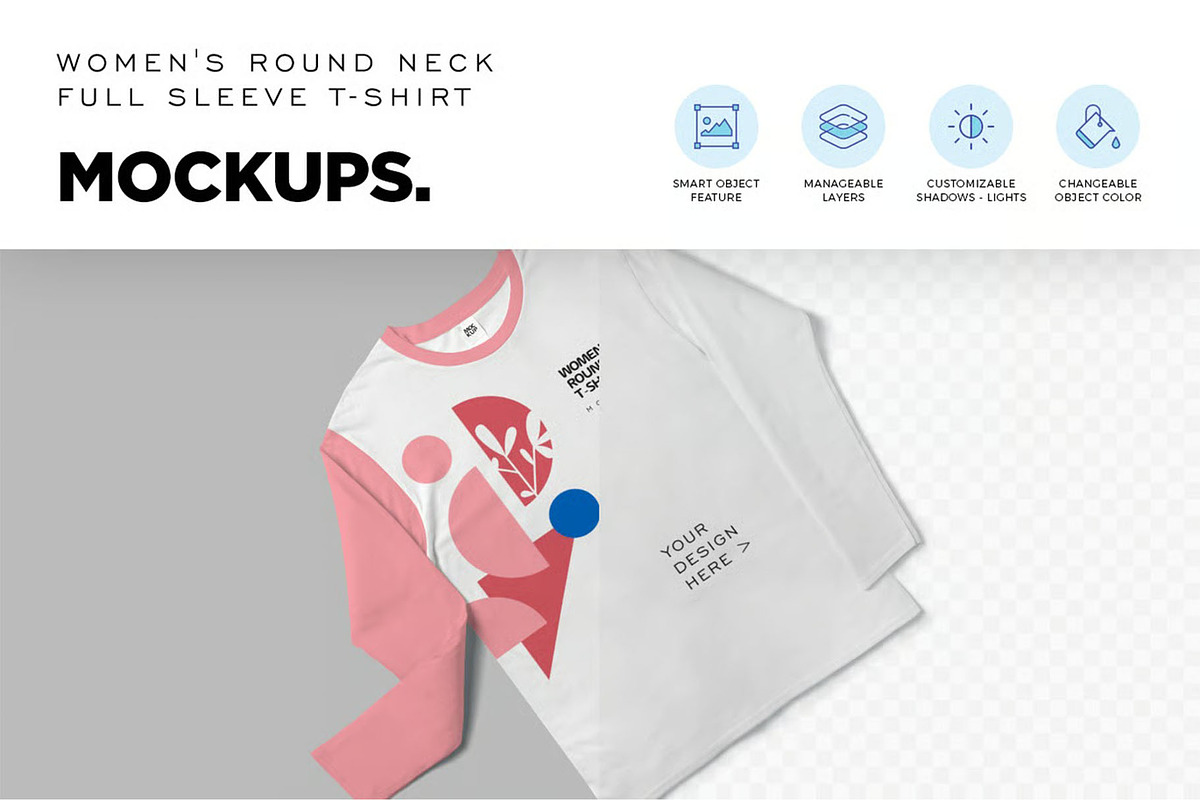 Girl Full Sleeve Crew Tee Mockups, a Shirt Mockup by megostudi0 (Photo 3 of 7)