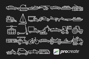 Vehicle Travel Icons Set 1 Procreate