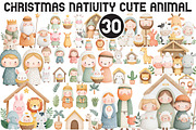 Christmas Nativity ClipArt Cute Anim, an Illustration by Black Bird Studio (Thumbnail 1 of 6)