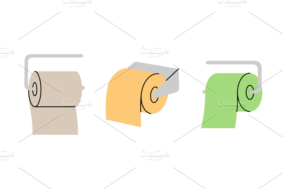 Toilet papers with metal holder, an Object Illustration by GraphiShop