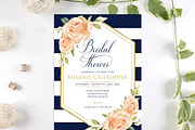 Navy Rose gold Roses Bridal Shower, an Invitation Template by DreamsClipArt (Thumbnail 1 of 2)