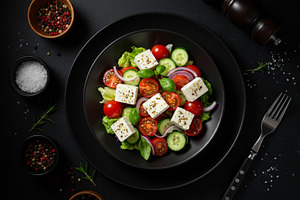 Fresh Greek salad with feta cheese,, a Food & Drink Photo by professorinc