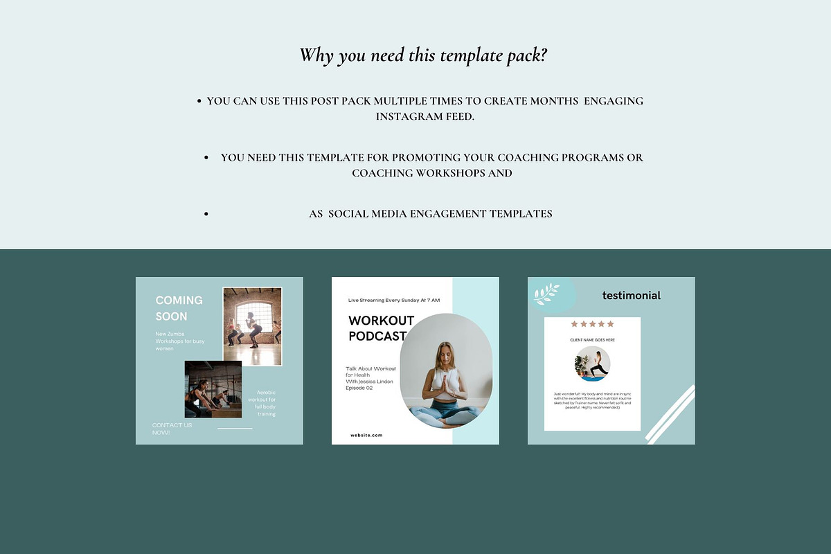 Fitness Instagram Post Template, a Social Media Template by Deepa Template Studio (Photo 8 of 9)