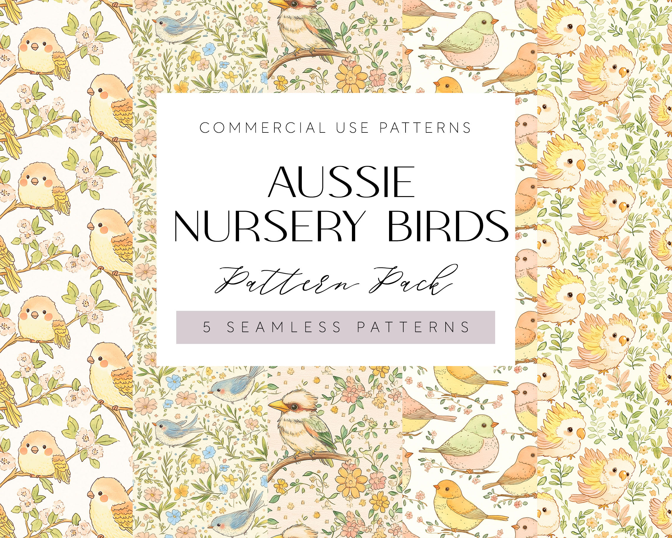 Australian Bird Seamless Pattern, a Pattern Graphic by Pawcasso's Portraits