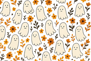 Cute and colorful ghost pattern with, a Holiday Photo by ZinetroN