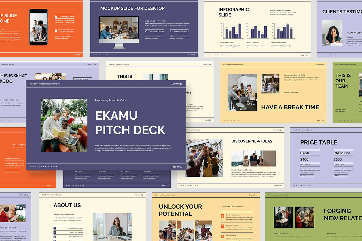 Ekamu : Pitch Deck Google Slides, a Presentation Template by Punkl Camp (Photo 1 of 9)