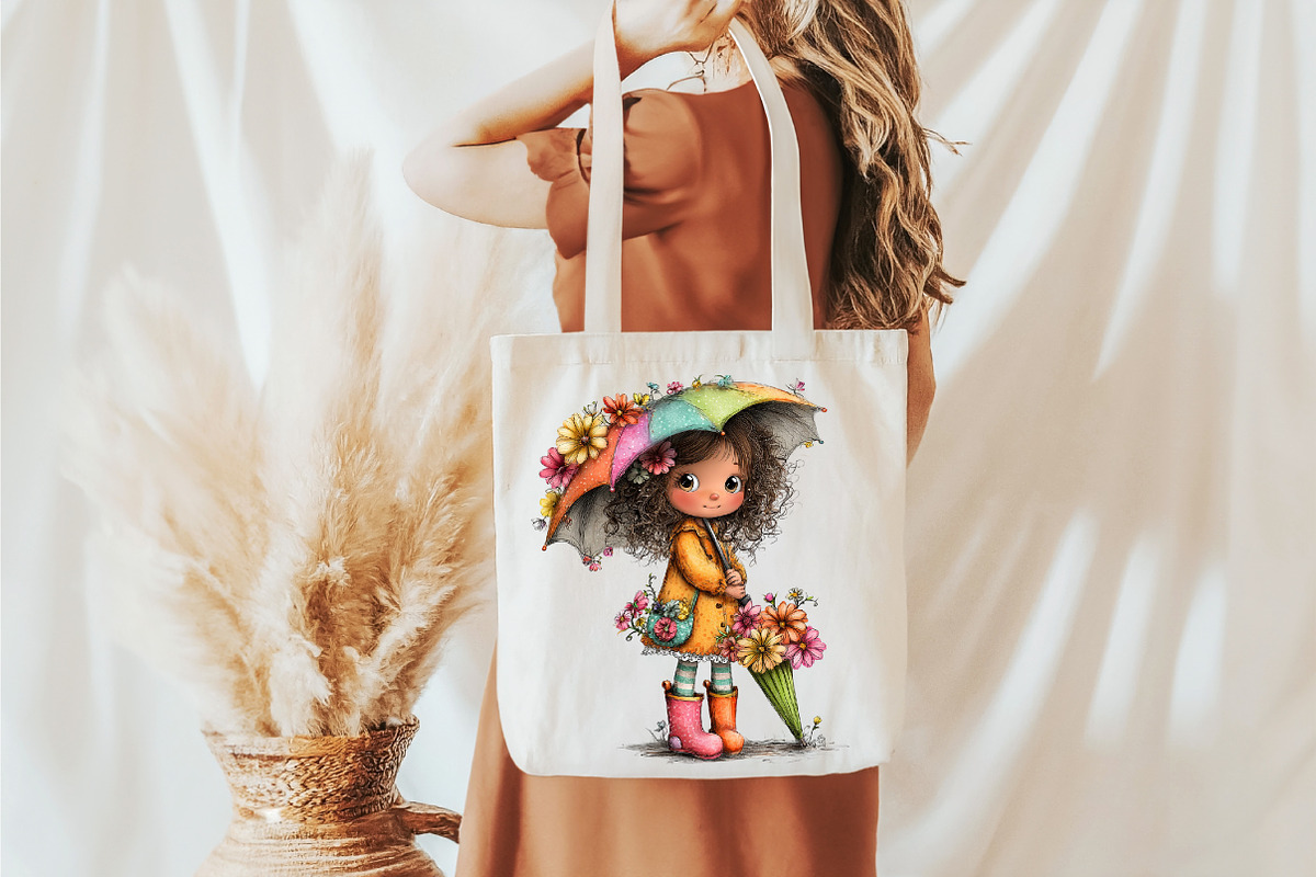 Whimsical Spring Girls Clipart, an Illustration by designcity5 (Photo 4 of 5)