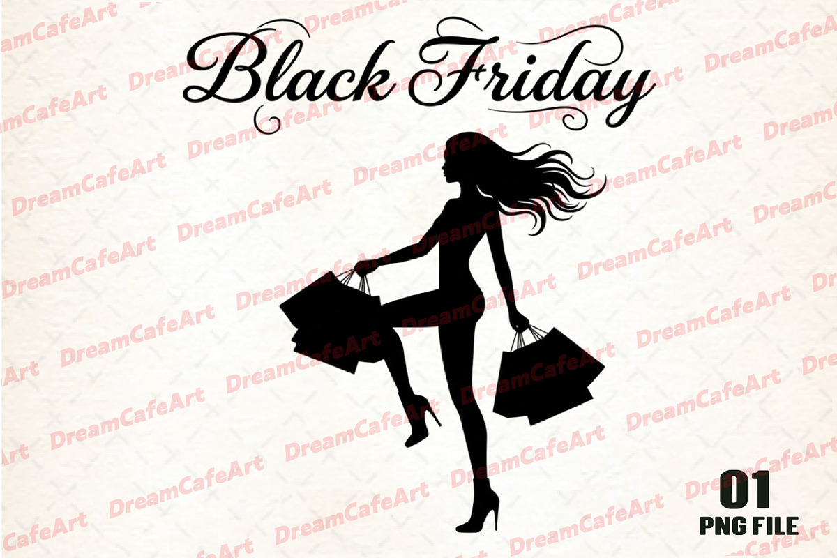 Black Friday Shopping Girl PNG, an Illustration by DreamCafeArt (Photo 1 of 4)