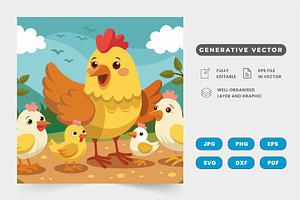 Chicks cheeping around their cluckin, a Graphic by SaroStock