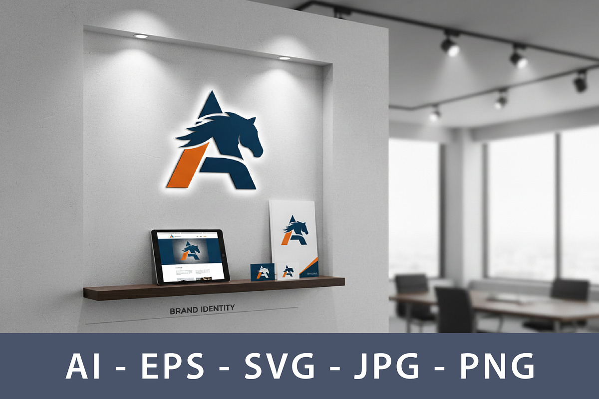 Horse Head and Letter a Logo Design, a Branding & Logo Template by Saba Vector (Photo 3 of 3)