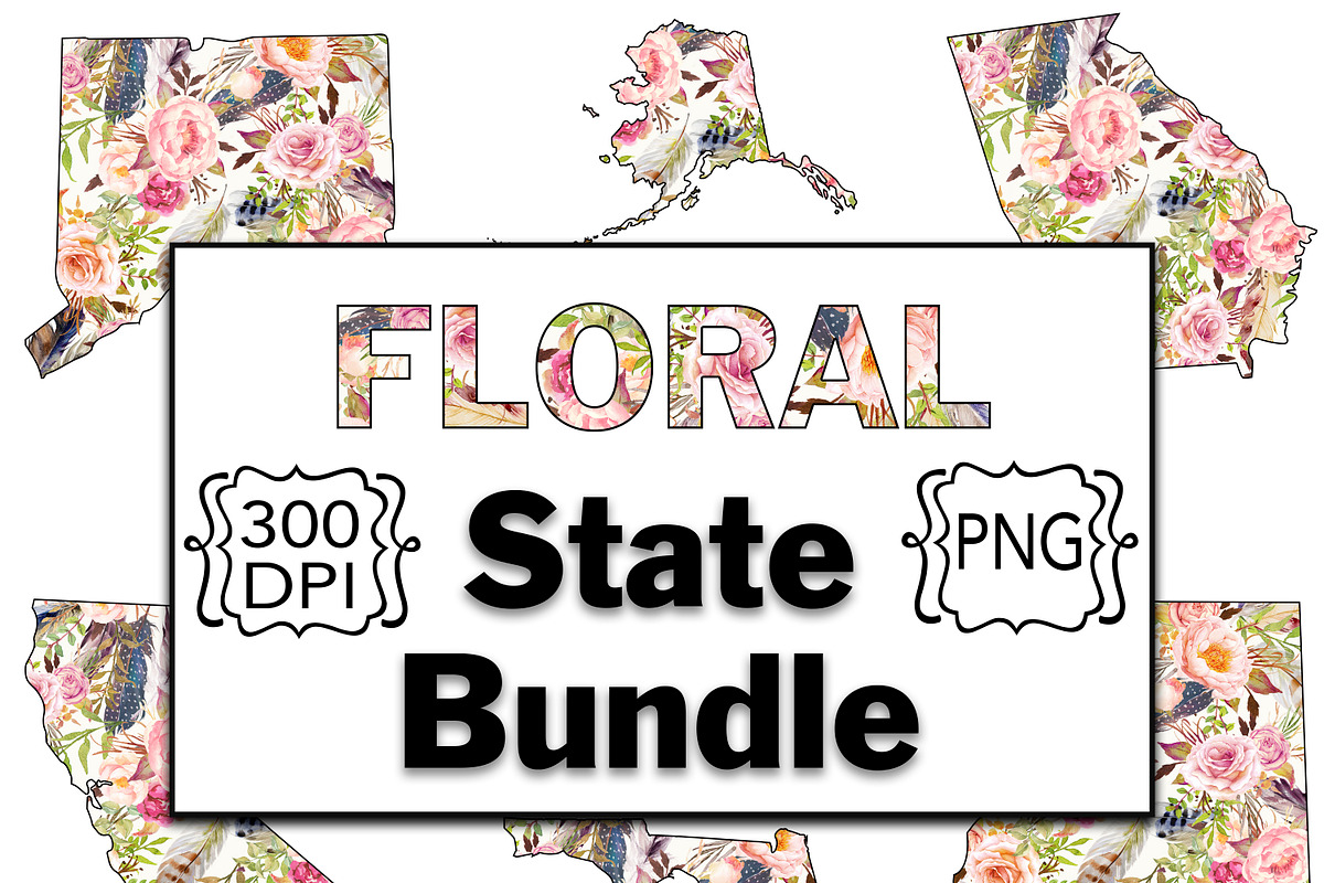 Floral States Clipart-All 50 States, an Illustration by Creative Chaos (Photo 1 of 3)