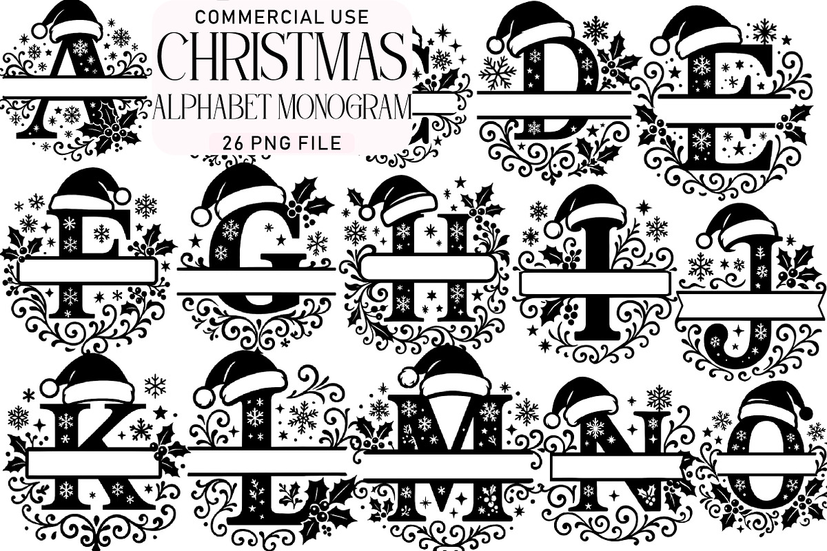 Christmas Alphabet Monogram Sublimat, an Illustration by Daily.Designs (Photo 1 of 4)