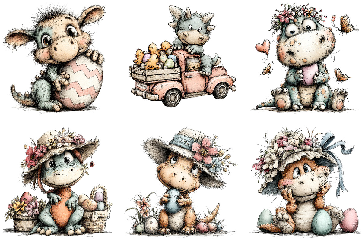 Watercolor Easter Dinosaur Clipart, an Illustration by Sublimation Artist (Photo 6 of 7)