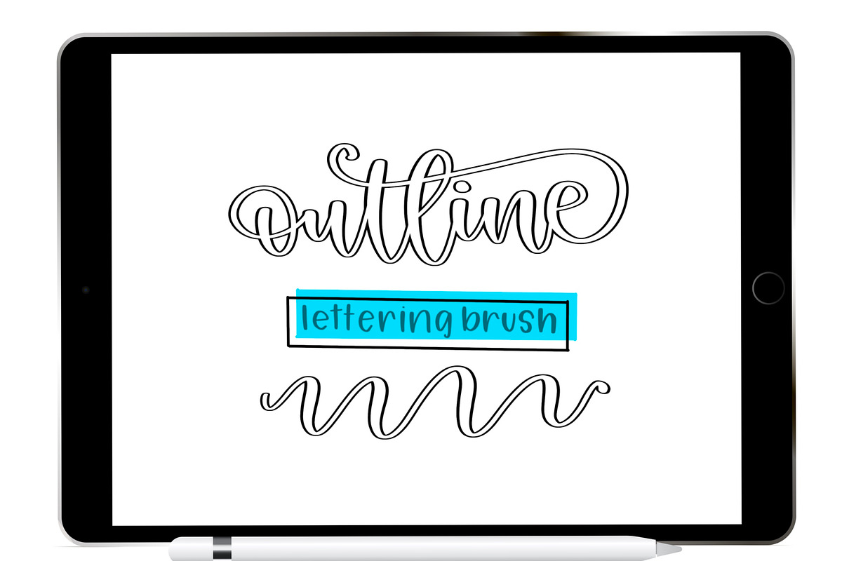 Outline Procreate Lettering Brush, a Brush Add-On by Blue Strawberry Studio (Photo 1 of 7)