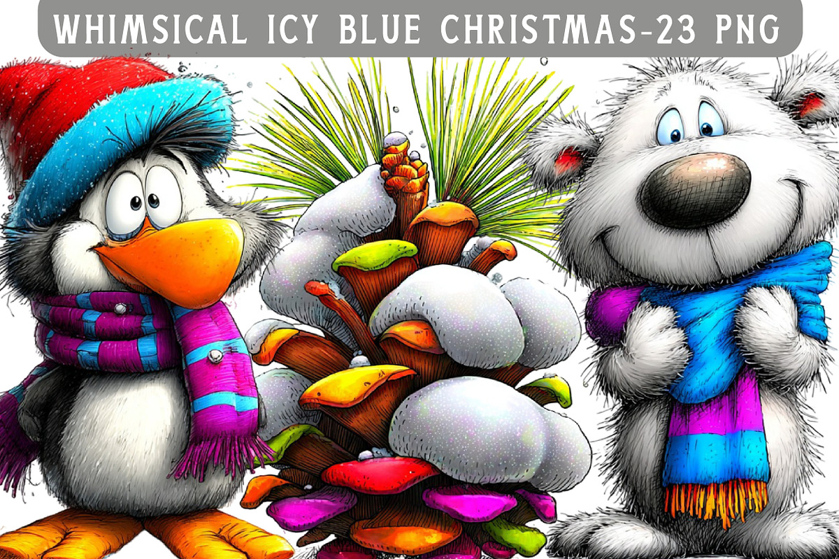 Whimsical Icy Blue Christmas Bundle, an Illustration by Libby Wishes (Photo 1 of 5)